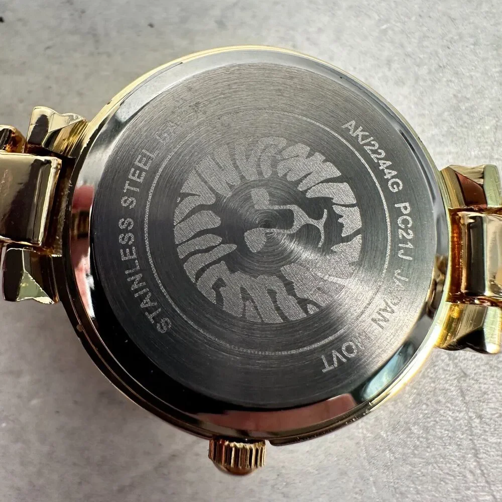 Anne Klein Watch Womens 16mm Round Black Dial Crystal Lugs Elegant New Battery